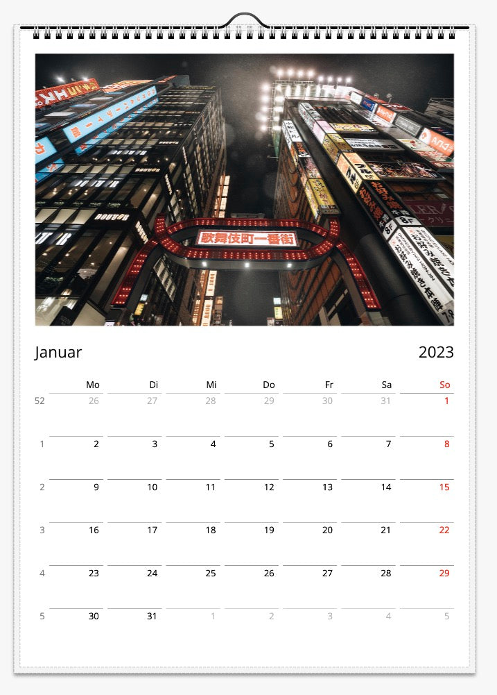 Wandkalender 2023 "Tokio" in A3